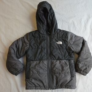 The North Face Kids Reversible Mount Chimbo Full Zip Black Gray Hooded Jacket